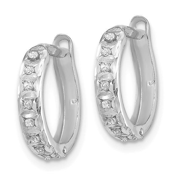 14K White Gold Diamond-Studded Hoop Earrings - Style GR1-1016515