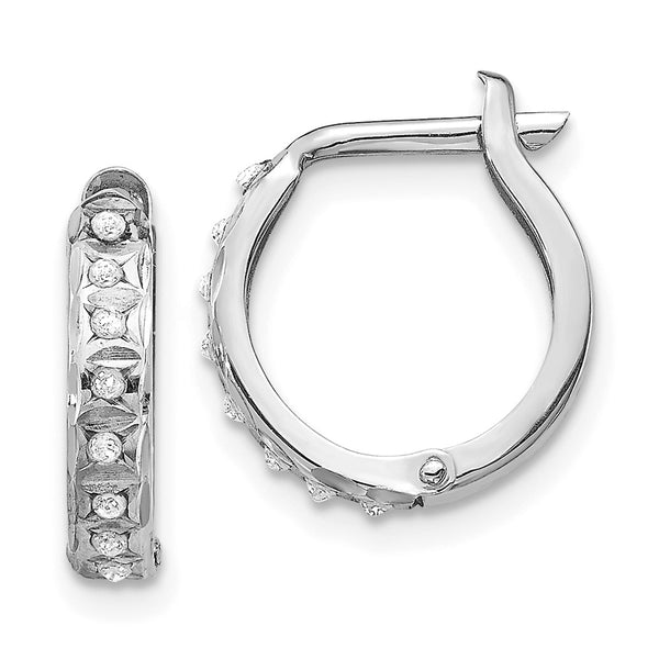 14K White Gold Diamond-Studded Hoop Earrings - Style GR1-1016515