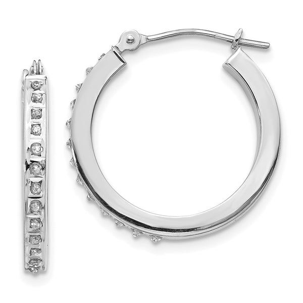 14K White Gold Diamond-Studded Hoop Earrings - Style GR1-1016523