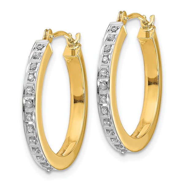 14K Gold Diamond-Studded Round Hinged Hoop Earrings - Style GR1-1016527