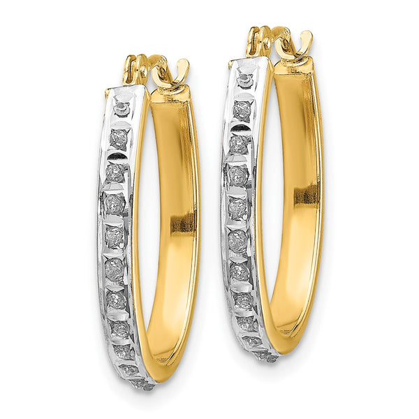 14K Gold Oval Hinged Hoop Earrings with Diamond Accents - Style GR1-1002287