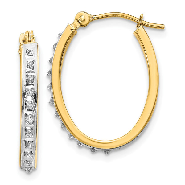 14K Gold Oval Hinged Hoop Earrings with Diamond Accents - Style GR1-1002287