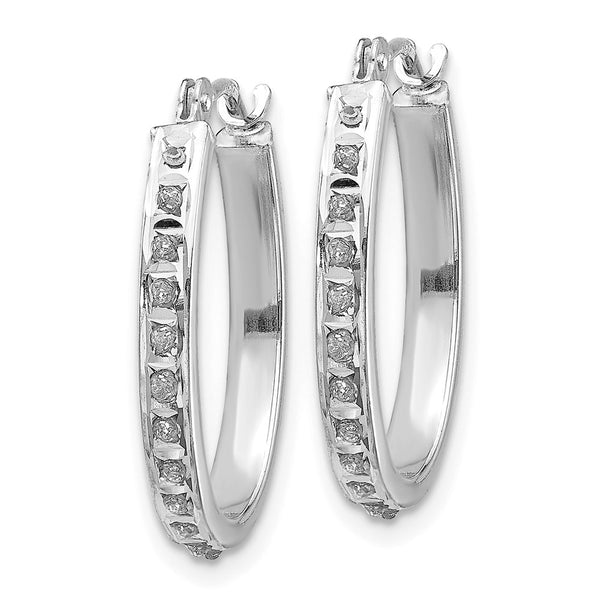14K White Gold Oval Hinged Hoop Earrings with Diamond Accents - Style GR1-1016531