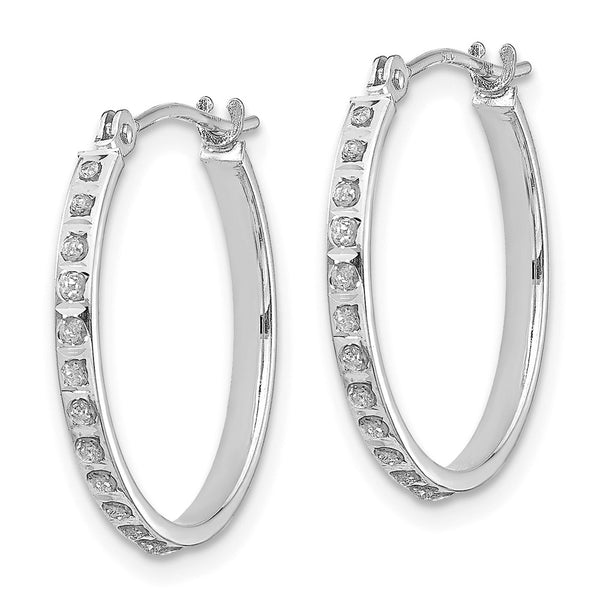 14K White Gold Diamond-Studded Hoop Earrings - 1.5" - Style GR1-1016535