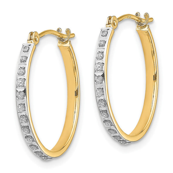 14K Gold Diamond-Studded Round Hoop Earrings - Style GR1-1016539