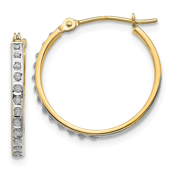 14K Gold Diamond-Studded Round Hoop Earrings - Style GR1-1016539