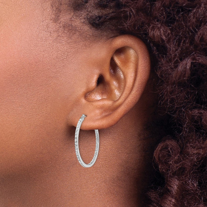 Buy 14K White Gold Diamond-Studded Hoop Earrings - Stylish Luxury Accessory-3