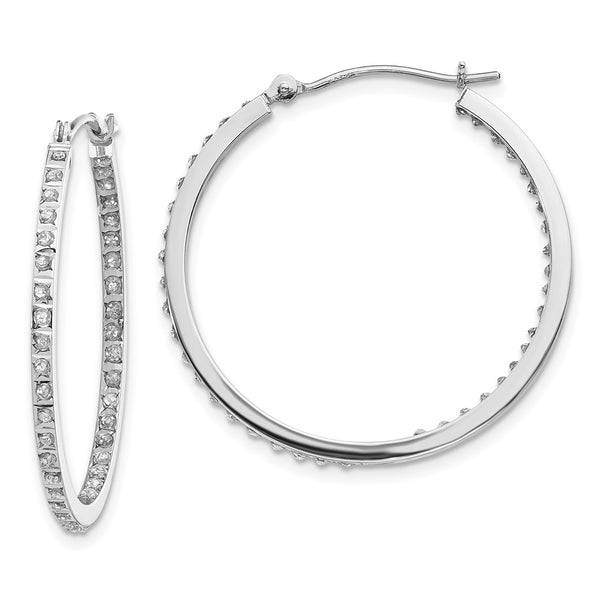 14K White Gold Diamond-Studded Hoop Earrings - Style GR1-1016543