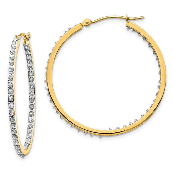 14K Gold Diamond-Encrusted Round Hoop Earrings - Style GR1-1002292