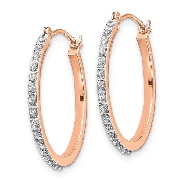 14K Rose Gold Diamond-Studded Hinged Hoop Earrings - Style GR1-1002295