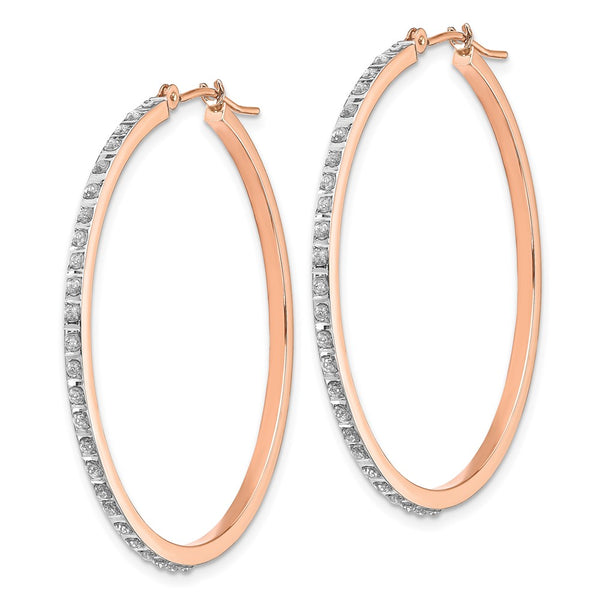 14K Rose Gold Diamond-Studded Round Hoop Earrings