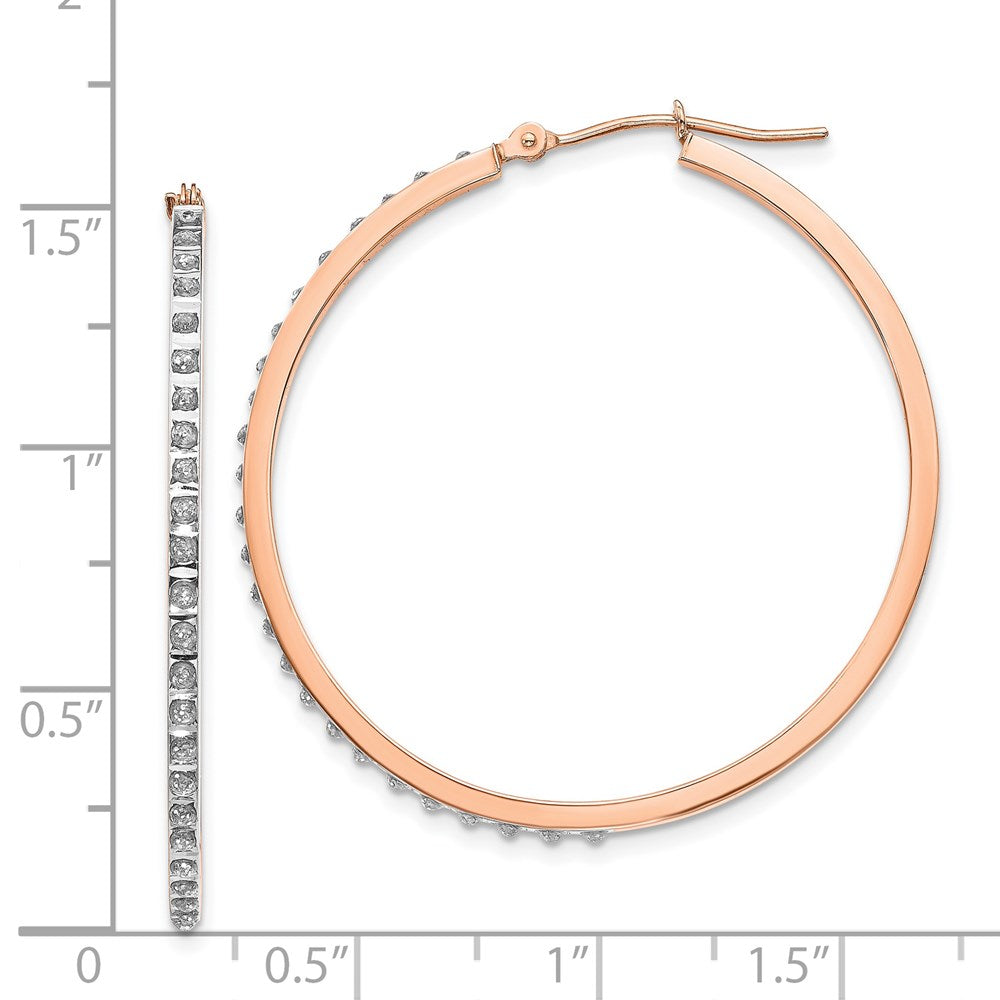 Shop Stylish 14K Rose Gold Diamond-Studded Round Hoop Earrings - Luxury Value!