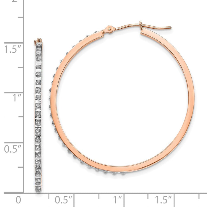 Shop Stylish 14K Rose Gold Diamond-Studded Round Hoop Earrings - Luxury Value!-4