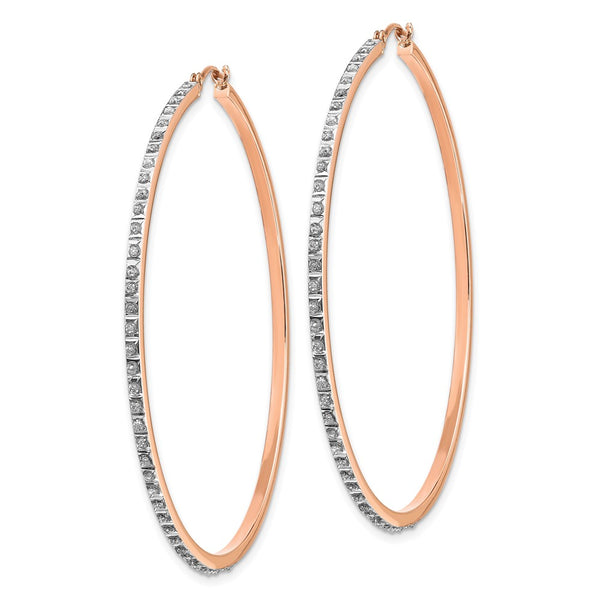 14K Rose Gold Diamond-Studded Hoop Earrings