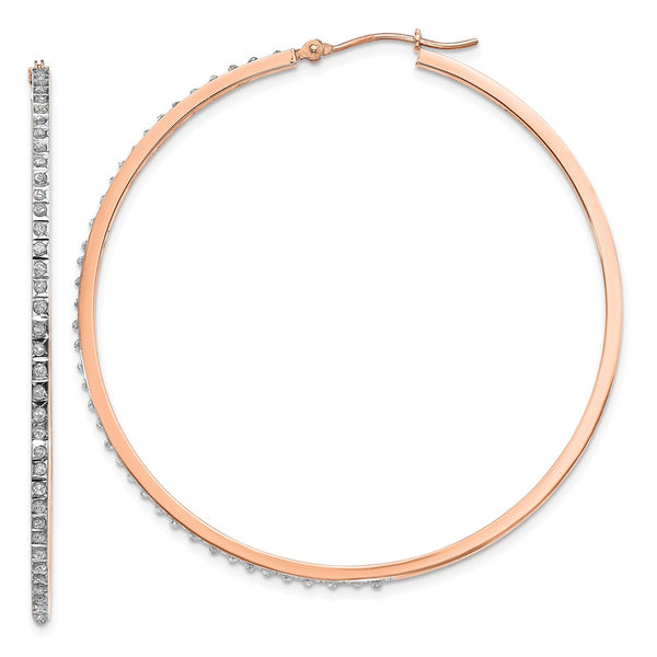 14K Rose Gold Diamond-Studded Hoop Earrings