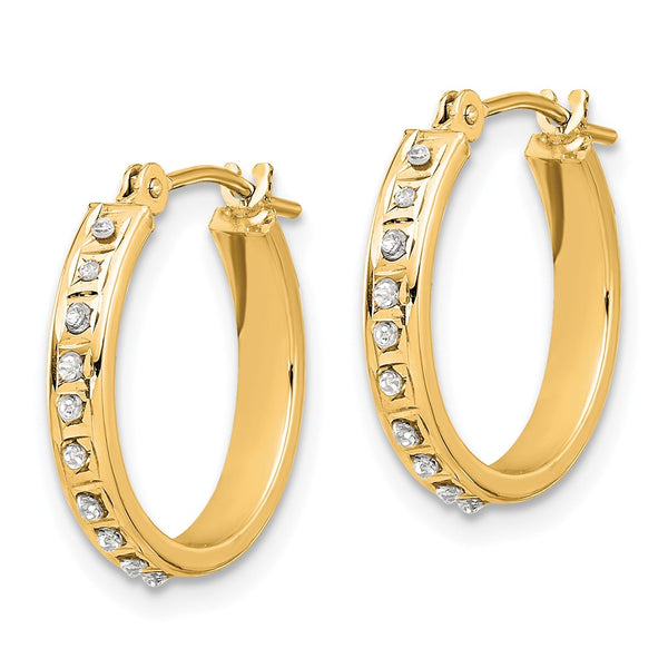 14K Polished Diamond Hoop Earrings, Fascination Collection
