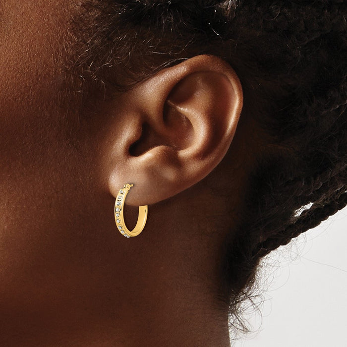 Shop 14K Polished Diamond Hoop Earrings - Stylish, Exclusive Fascination Collection-3