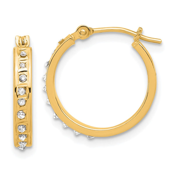 14K Polished Diamond Hoop Earrings, Fascination Collection