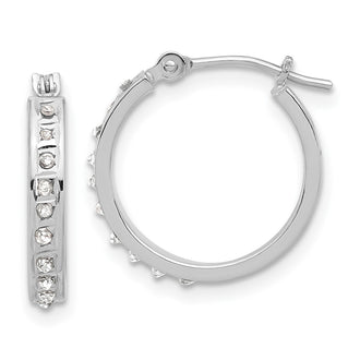 Shop Stylish 14K White Gold Polished Hoop Earrings with Diamond Accents, 1.5"