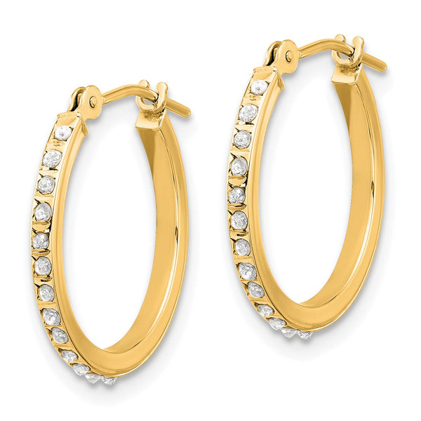 14K Polished Diamond Hoop Earrings - Fascination Collection