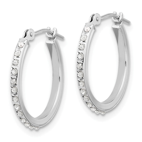 14K White Gold Hoop Earrings with Diamond Accents
