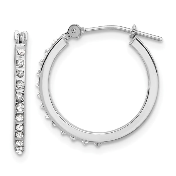 14K White Gold Hoop Earrings with Diamond Accents