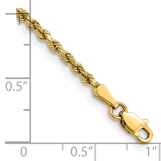 High-Quality 14K Gold 8-Inch 2.25mm Diamond-Cut Rope Chain - Stylish Value!