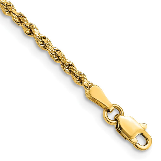 High-Quality 14K Gold 8-Inch 2.25mm Diamond-Cut Rope Chain - Stylish Value!