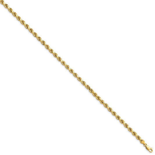 Shop 14K Gold 7-Inch Semi-Solid Diamond-Cut Rope Chain - Stylish & Affordable!