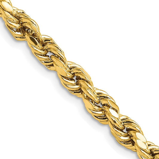 Shop 14K Gold 16-Inch 5.5mm Diamond-Cut Rope Chain - Stylish & Affordable!