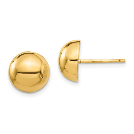 Buy Exclusive 14K Gold Polished 10mm Half Ball Stud Earrings - Stylish Value!