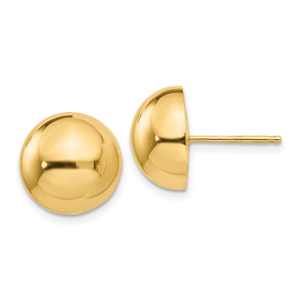 12mm Half Ball Stud Earrings in 14K Gold