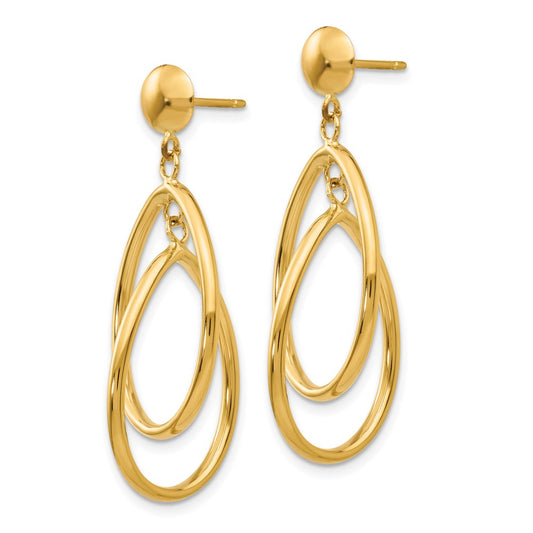 Exclusive 14K Gold Polished Oval Drop Earrings - Stylish & Affordable Elegance