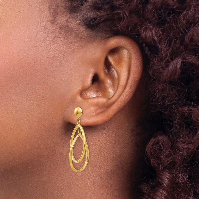 Exclusive 14K Gold Polished Oval Drop Earrings - Stylish & Affordable Elegance-3