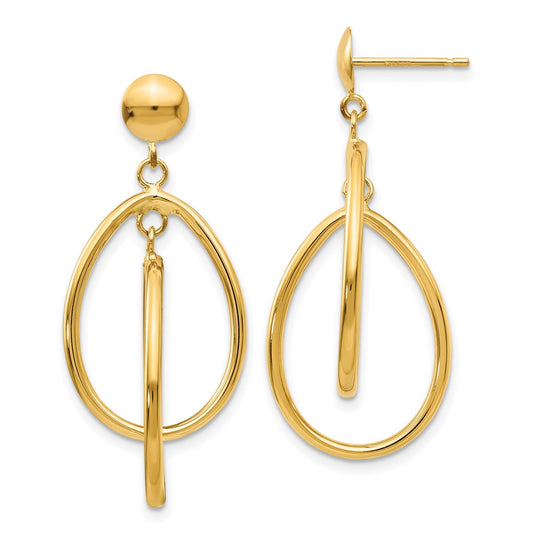 Exclusive 14K Gold Polished Oval Drop Earrings - Stylish & Affordable Elegance