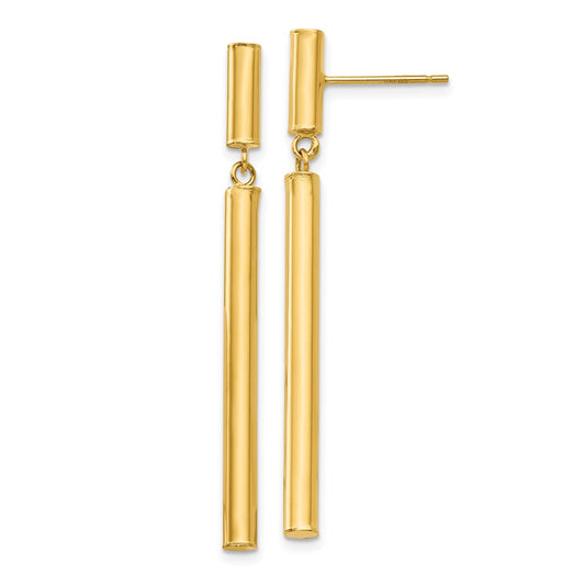 Buy Stylish 14K Gold Elegant Dangle Round Tube Earrings - Lightweight Luxury