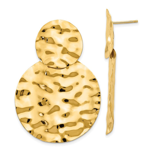 High-Quality 14K Gold Polished Hammered Drop Earrings - Stylish Value