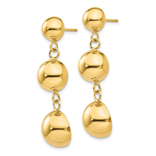 Buy Stylish 14K Gold Polished Half Ball Drop Earrings - Affordable Luxury!