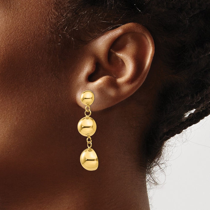 Buy Stylish 14K Gold Polished Half Ball Drop Earrings - Affordable Luxury!-3