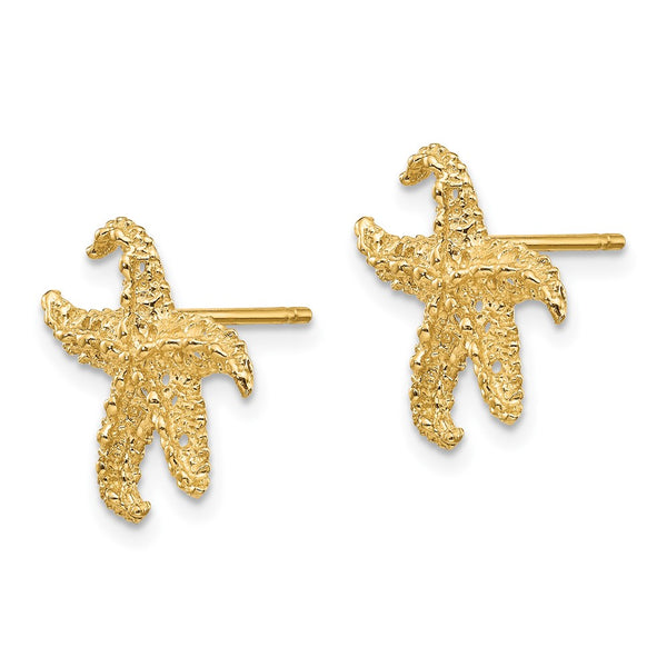 14K Gold Starfish Earrings, Lightweight