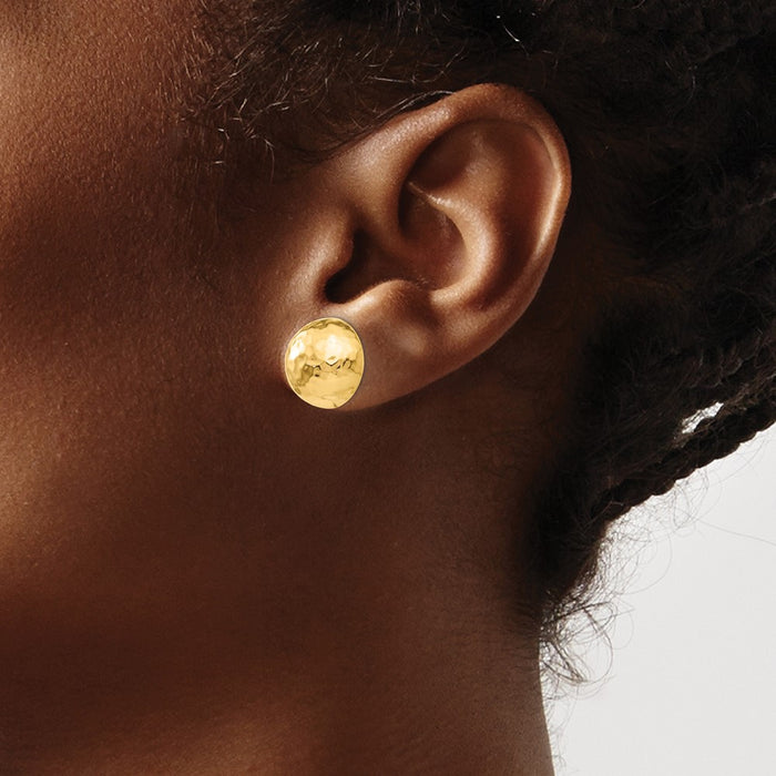 Buy Exclusive 14K Gold Hammered Half Ball Stud Earrings - Stylish & Affordable-3
