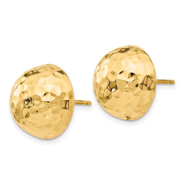 14K Gold Hammered Half Ball Stud Earrings - Style GR1-1016579