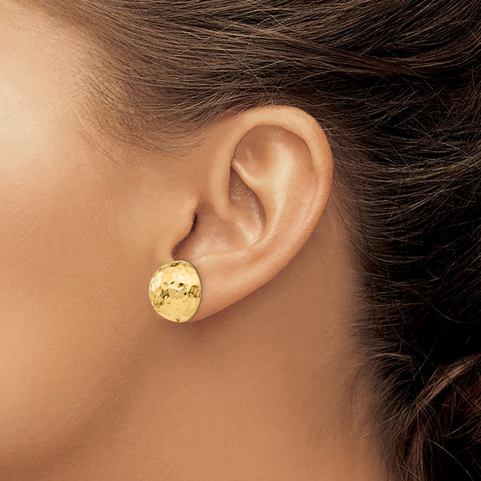 Shop Exclusive 14K Gold Hammered Half Ball Stud Earrings - Stylish & Affordable!-3