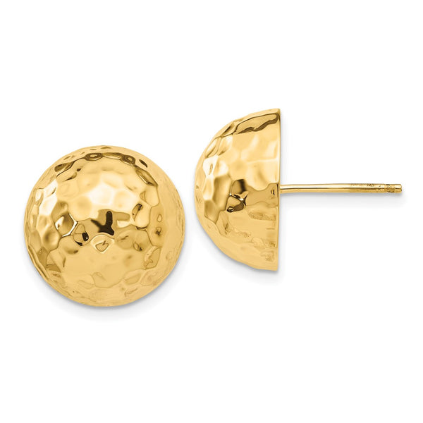 14K Gold Hammered Half Ball Stud Earrings - Style GR1-1016579