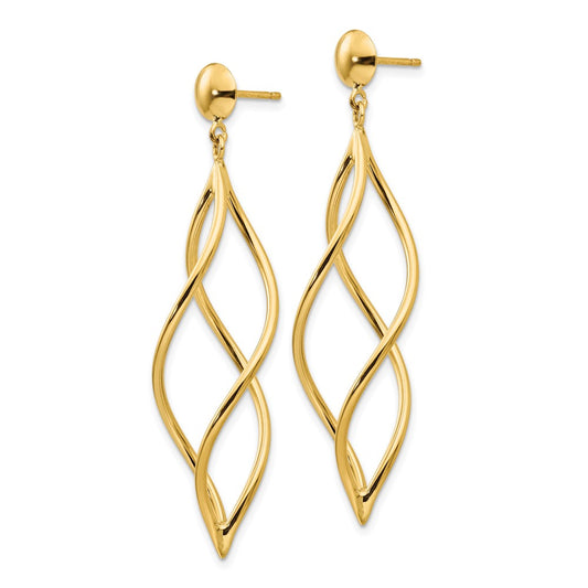 Buy Stylish 14K Gold Curved Tube Drop Earrings - Elegant Design, Great Value!