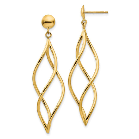 Buy Stylish 14K Gold Curved Tube Drop Earrings - Elegant Design, Great Value!