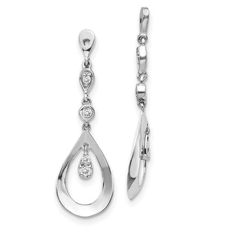 Buy Stylish 14K White Gold Teardrop Earring Jackets with 1/8 Carat Diamonds