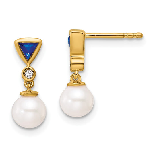 Shop Exclusive 14K Gold Dangle Earrings with Diamonds & Sapphires - Stylish Value