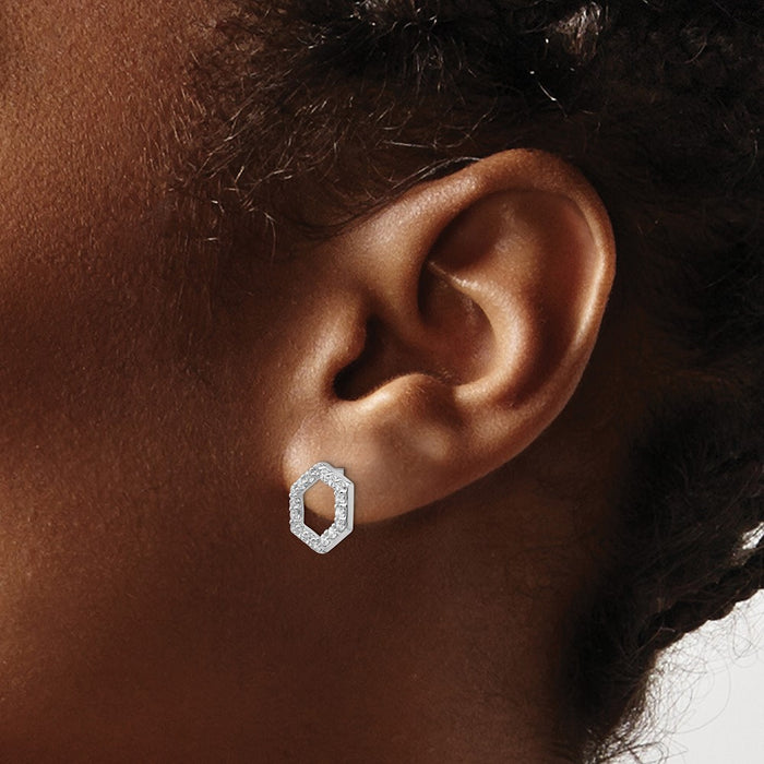 Exclusive 14K White Gold Hexagon Earrings | 1/2 Carat Lab-Grown Diamonds-3