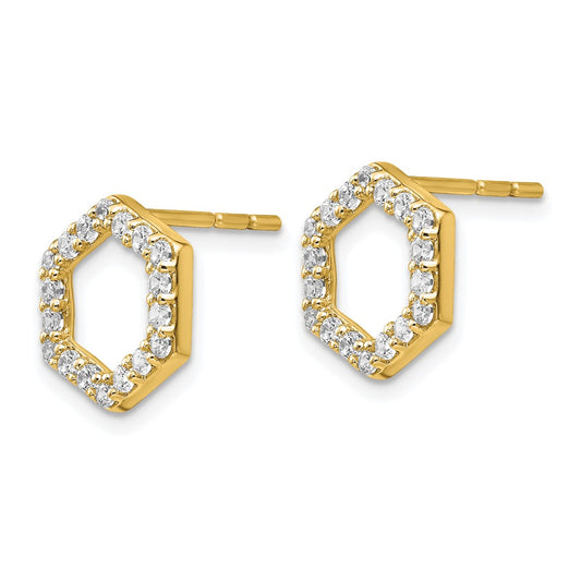 High-Quality Stylish 14K Half Carat Lab-Grown Diamond Hexagon Stud Earrings
